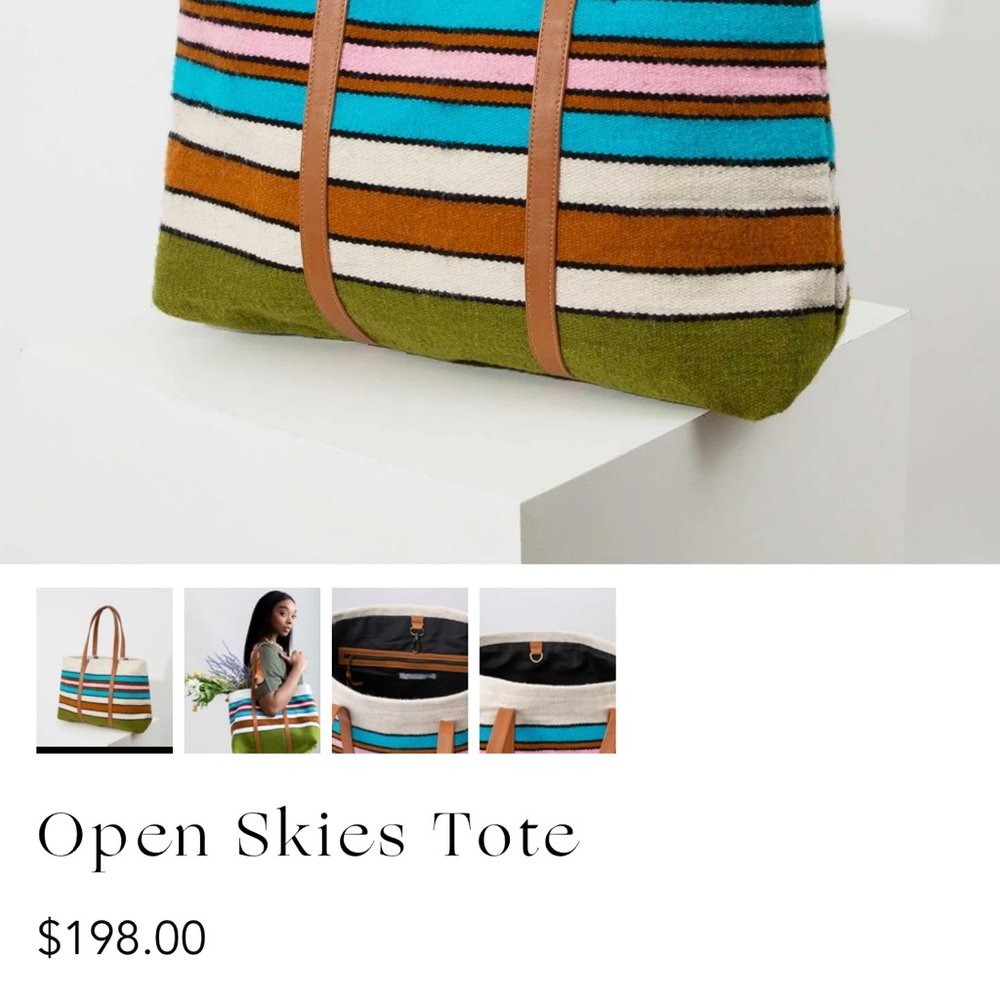 Noonday Collection Beige Tote with Tan Leather Trim - Picture 3 of 3